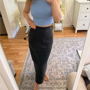 Woolen Gray Skirt with a slit at the back